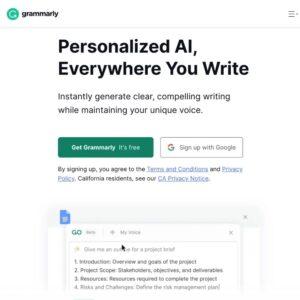 AI tools for content writing "Grammerly"