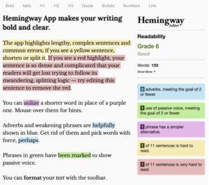 AI tools for content writing "Hamingway"