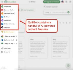 AI tools for content writing "QuillBot"