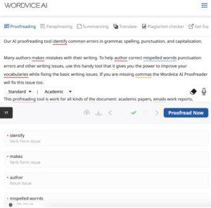 AI tools for content writing "Wordvice"