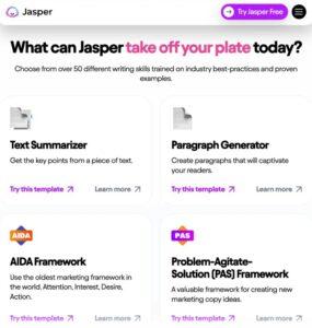 AI tools for content writing "Jasper"
