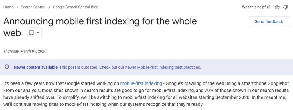 mobile first indexing