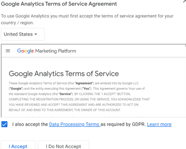 Analytics - Terms of service