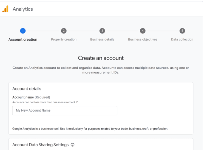 Analytics - Acount creation