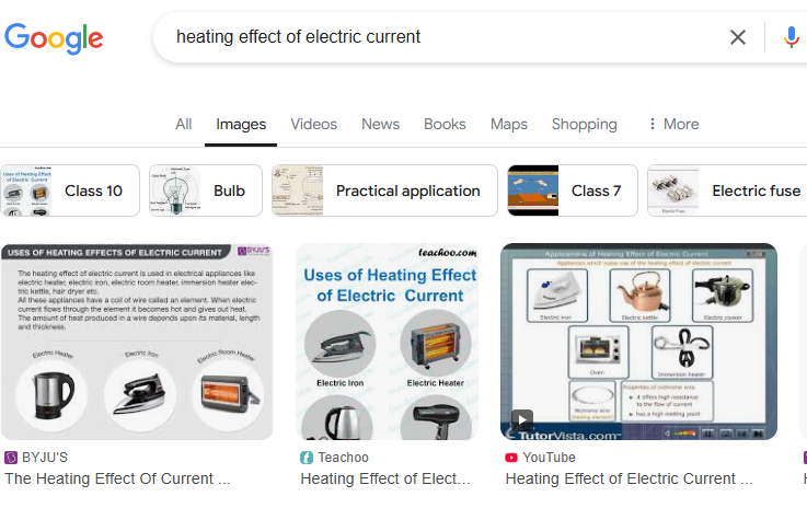 Google Image - heating effect of electric current