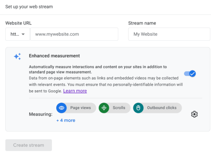 Analytics - Set up data stream