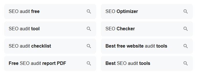 SEO audit searches related to