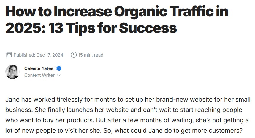 How to increase organic traffic - existing content