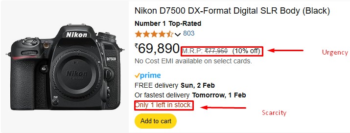 Creating urgency and scarcity in product pages