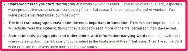 The "F" shape pattern that readers read pages