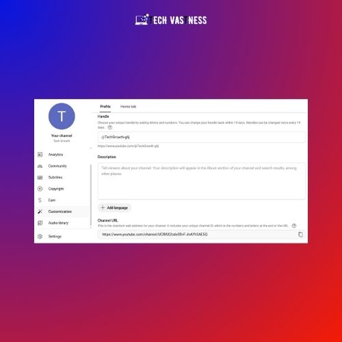 YouTube channel customization